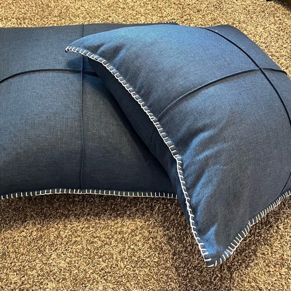 At Home Accents Decorative Feather Pillows Navy With White Trim